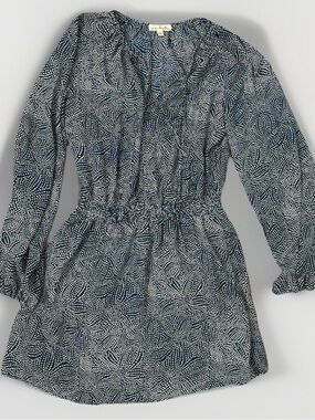 nine britton Navy and White Dot-Print Long Sleeve Dress